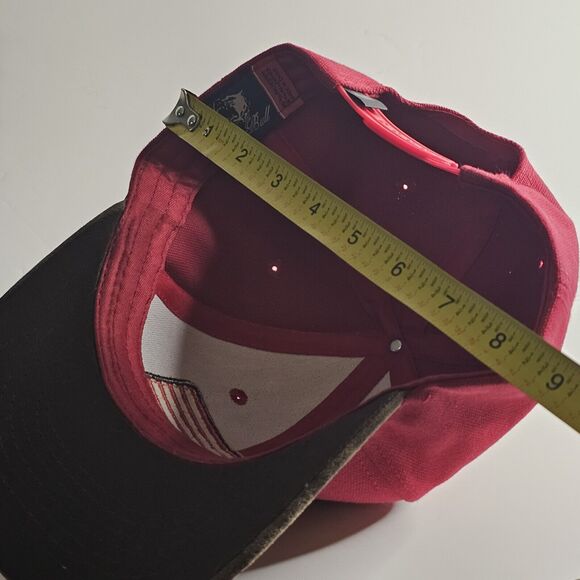 Pit Bull Mens Baseball Hat Leather American Flag Patch And Visor Red Brown Snap - Picture 13 of 14